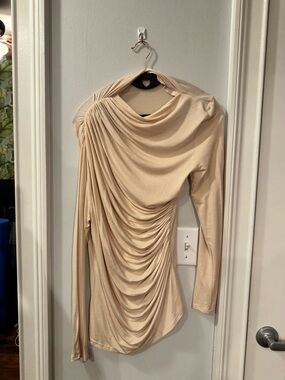 Chicwish Draped Ruched Shoulder Top - Cream